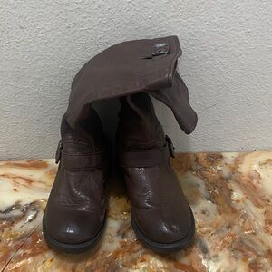 Frye Dark Brown Leather Youth Combat Boots